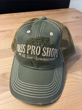 Bass Pro Shops Olive Green Embroidered Mesh Trucker Hat